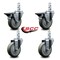 Service Caster 4'' Gray Polyurethane Wheel Swivel 7/8'' Square Stem Caster Set 2 Brakes, 4PK SCC-SQ20S414-PPUB-GRY-PLB-78-2-S-2 - alternate 3